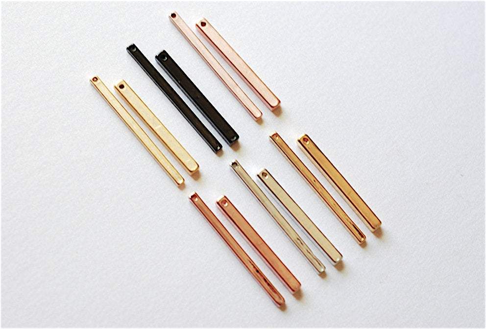 Shiny Pink Rose Vermeil Gold Rectangle Bar Drop- 18k gold plated over Sterling Silver Bar, Rose Gold Bar Column, Gold Bar Dangle Charm,238 - HarperCrown