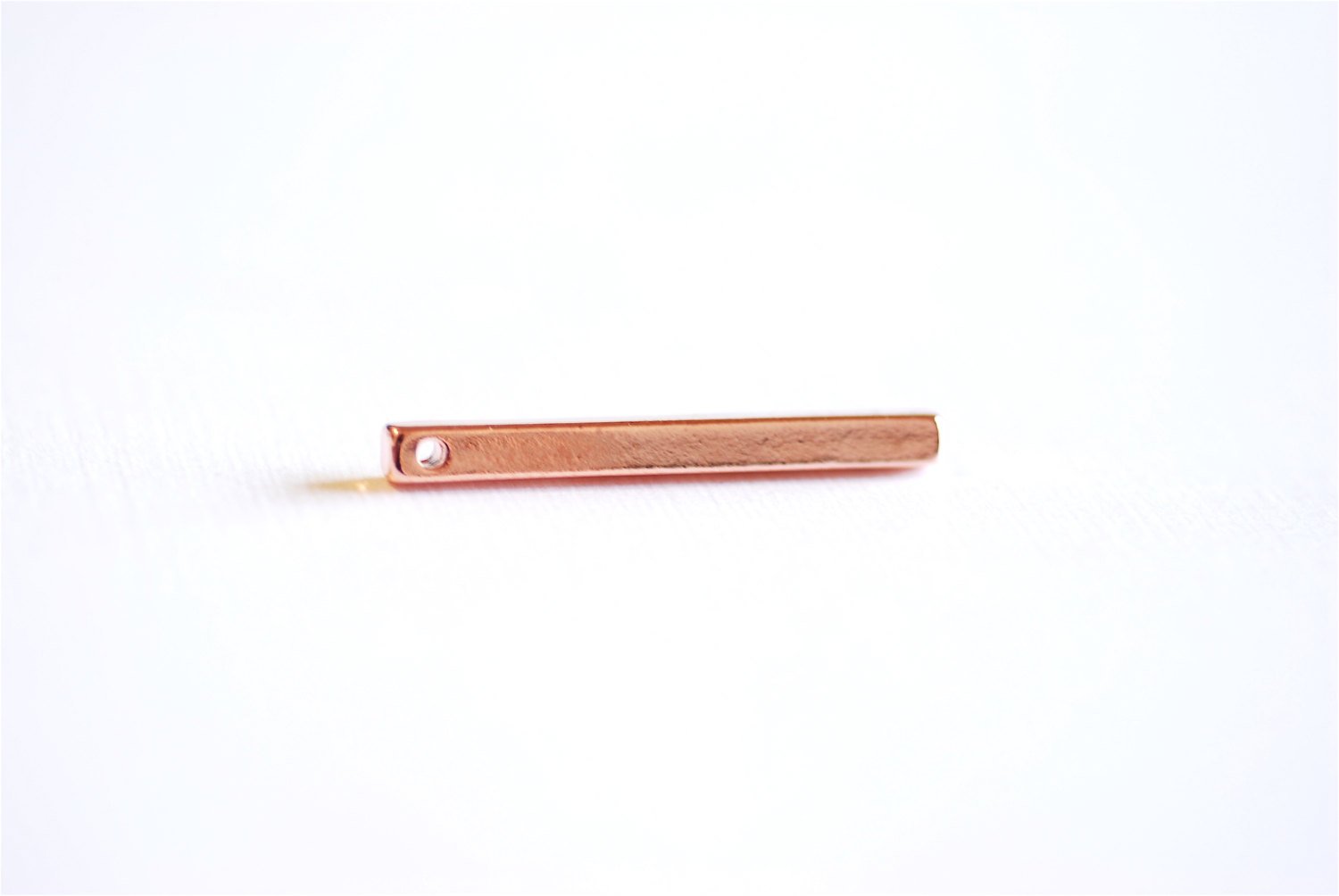 Shiny Pink Rose Vermeil Gold Rectangle Bar Drop- 18k gold plated over Sterling Silver Bar, Rose Gold Bar Column, Gold Bar Dangle Charm,238 - HarperCrown