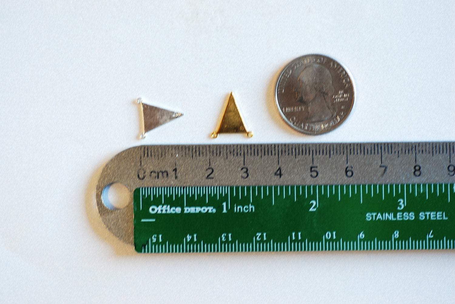 Shiny Vermeil Gol Triangle Connector- 22k gold over Sterling Silver Triangle Connector Charm Link Spacer, Gold Arrow Connector, Arrowhead - HarperCrown