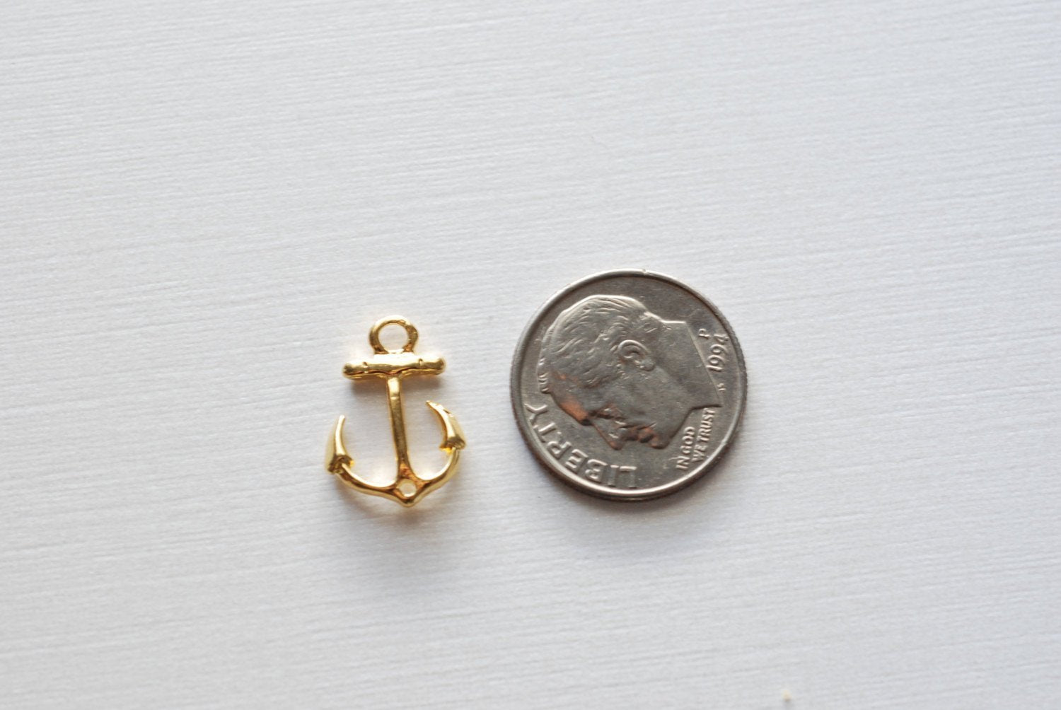 Shiny Vermeil Gold Anchor Connector - 18k gold plated over sterling silver, Gold Anchor Link Spacer Connector, Nautical Anchor Charm, 101 - HarperCrown