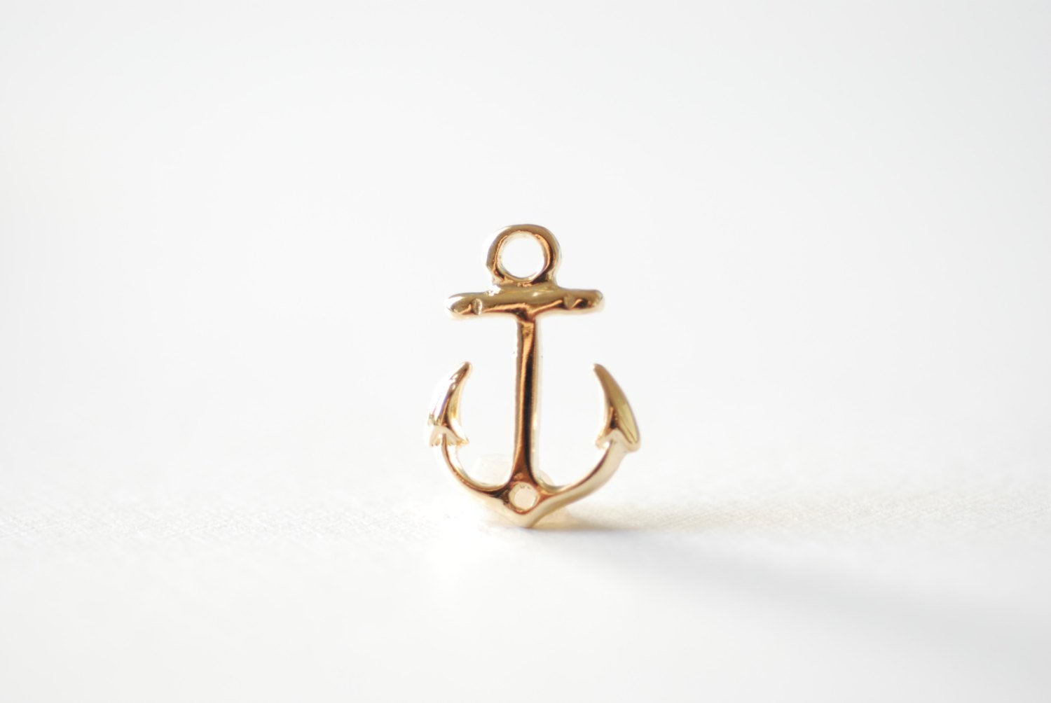 Shiny Vermeil Gold Anchor Connector - 18k gold plated over sterling silver, Gold Anchor Link Spacer Connector, Nautical Anchor Charm, 101 - HarperCrown