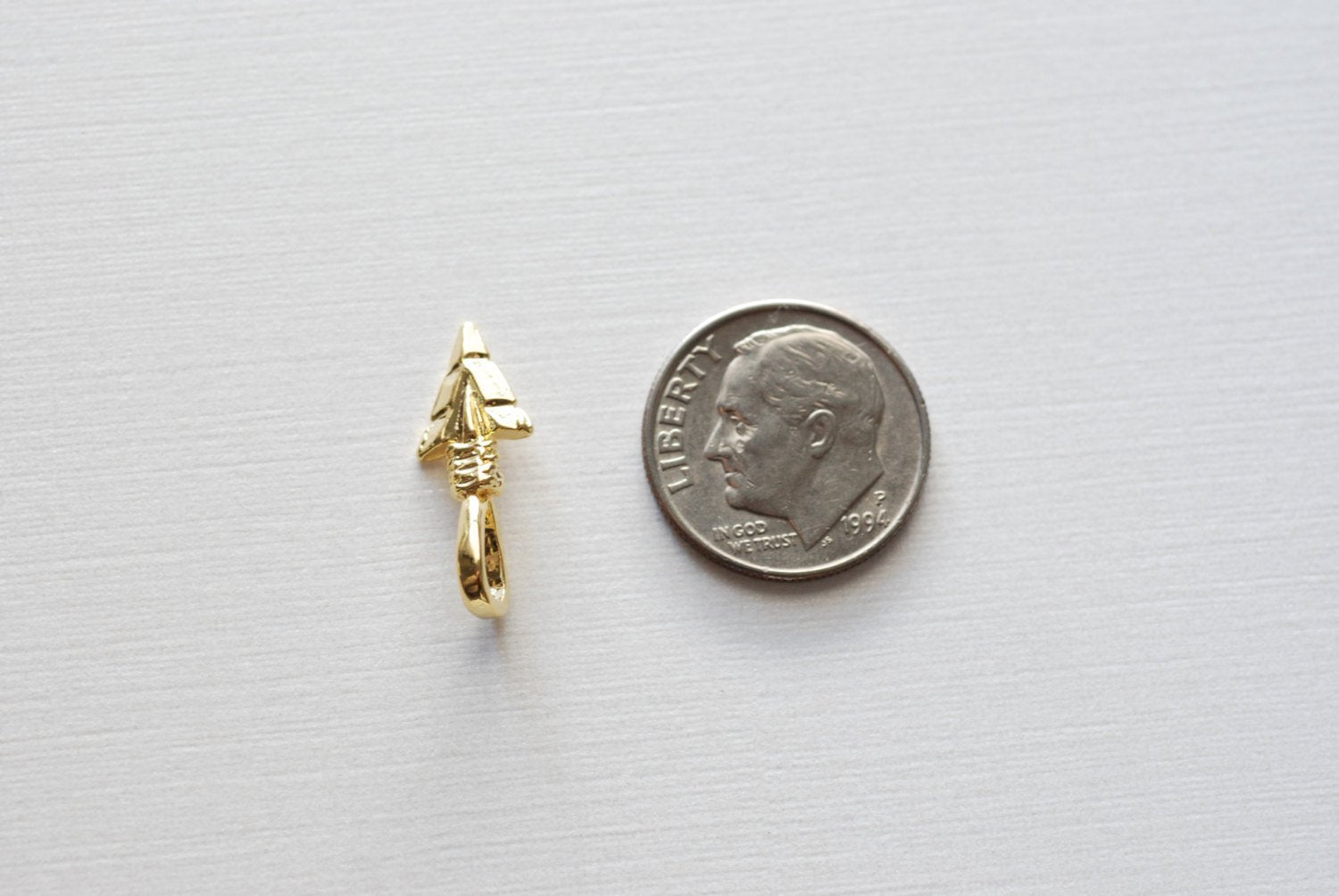 Shiny Vermeil Gold Arrow charm- 18k gold over 925 sterling silver Arrow charm, Gold arrow, arrow, arrowhead, arrow charm, vermeil arrow, 89 - HarperCrown
