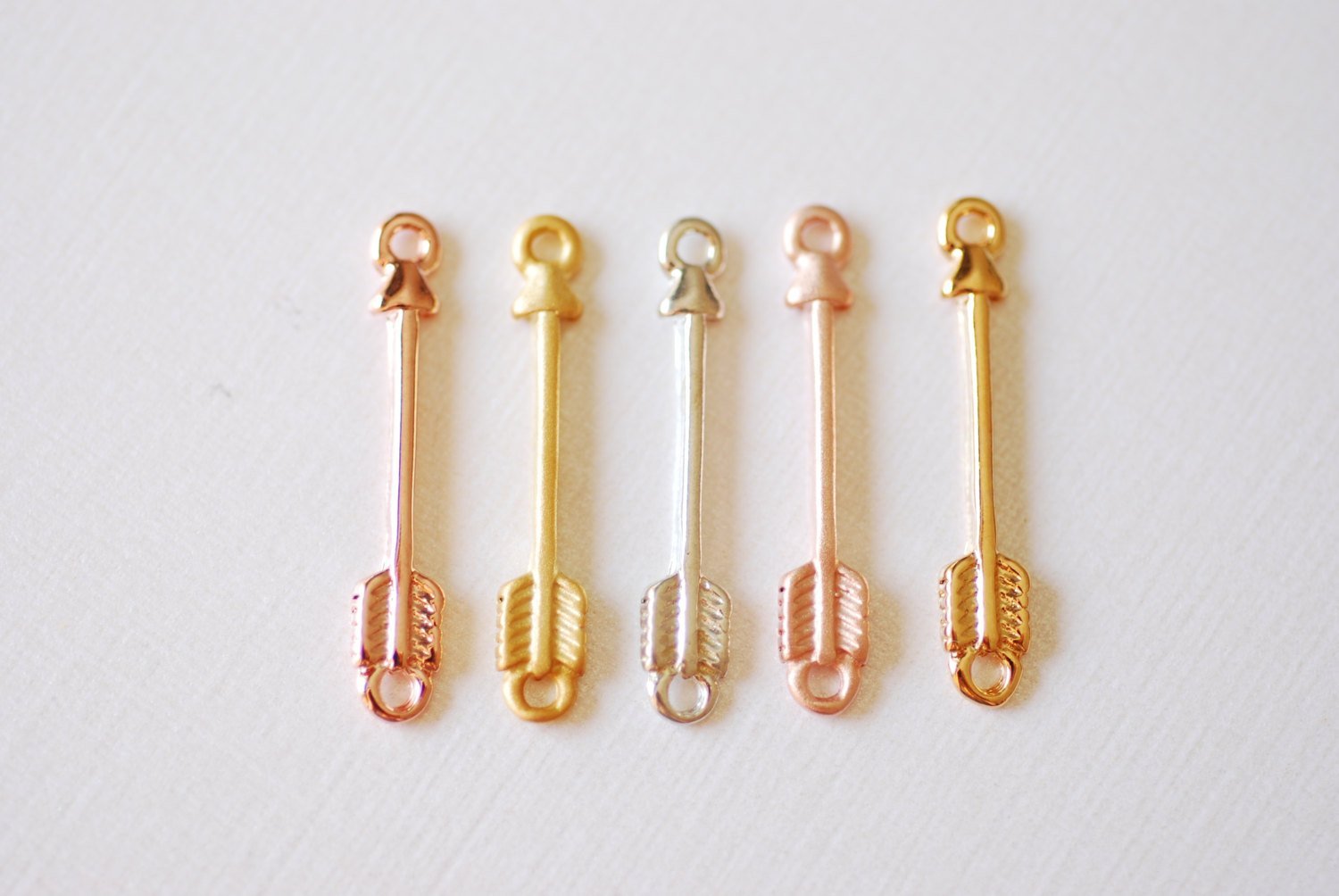 Shiny Vermeil Gold Arrow Connector Charm- 18k gold plated over Sterling Silver Arrow, Gold Arrowhead Charm, Gold Arrow Tip Charm Pendant - HarperCrown