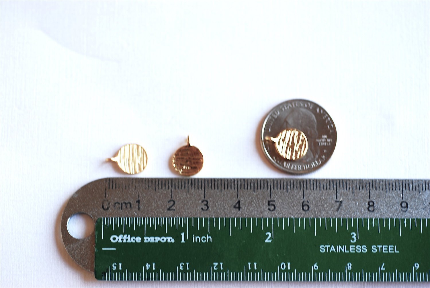 Shiny Vermeil Gold Blank Disc Charm with Attached Bail -18k gold over sterling silver, blank disc, stamping disc, blank stamping disc, 167 - HarperCrown