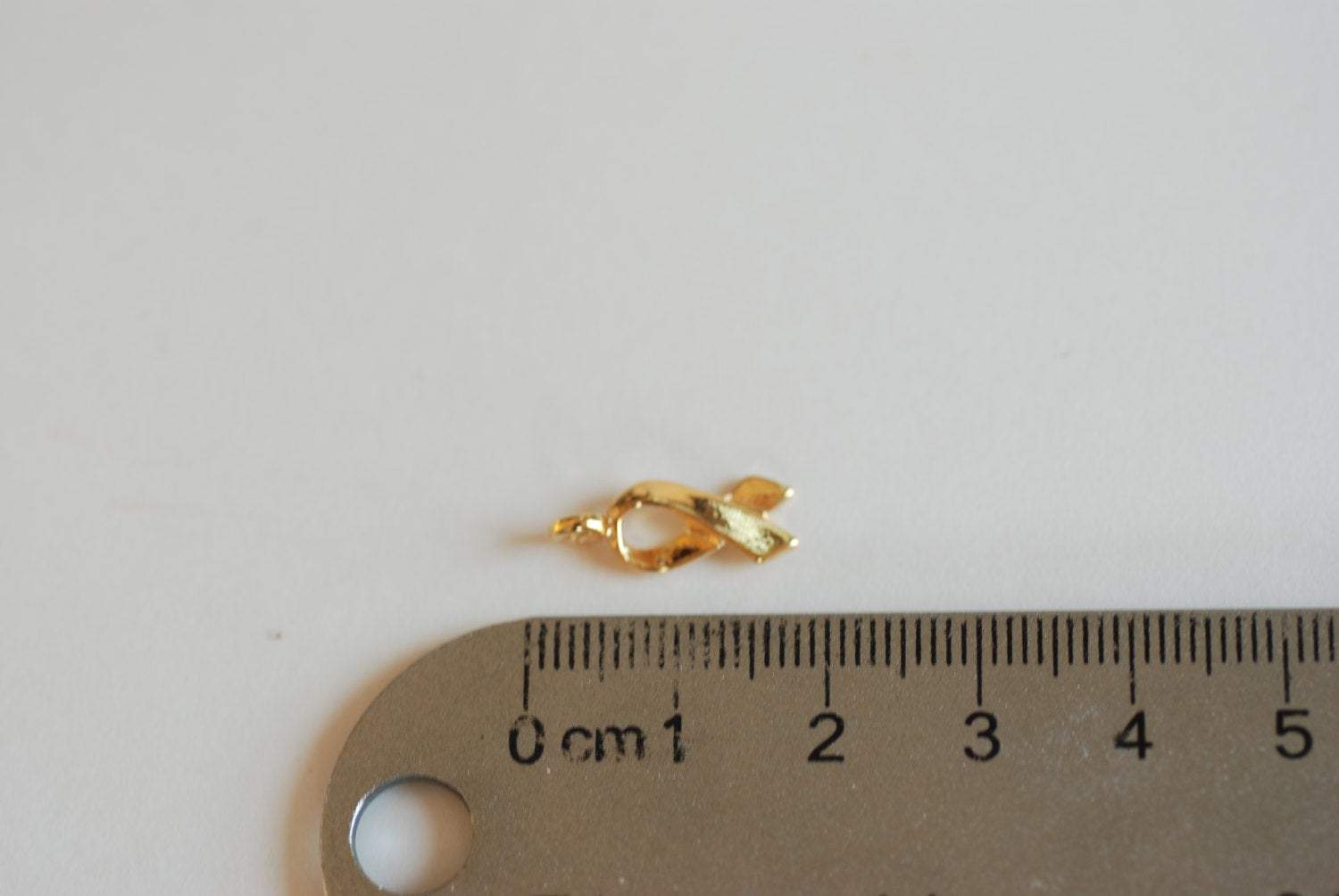 Shiny Vermeil Gold Breast Cancer Ribbon -18k gold plated over sterling silver, symbol of breast cancer awareness,Breast Cancer Jewelry Charm - HarperCrown