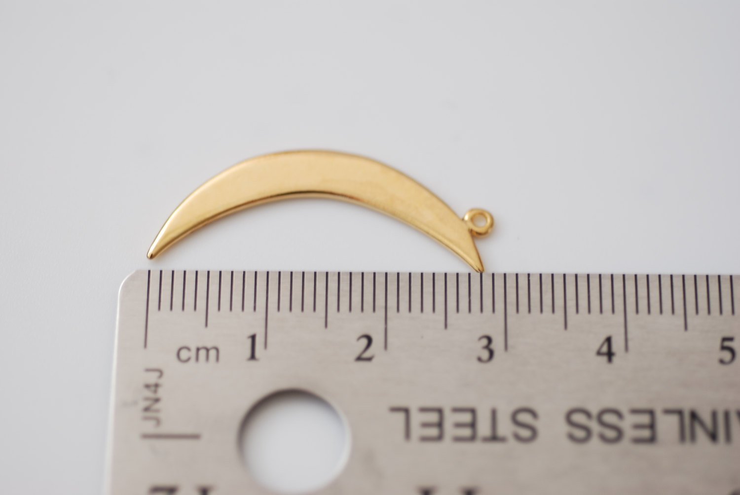 Shiny Vermeil Gold Crescent Moon Charm- 18k gold plated over Sterling Silver, Gold Half moon charm pendant, Gold Tusk Charm, Gold Moon, 46 - HarperCrown