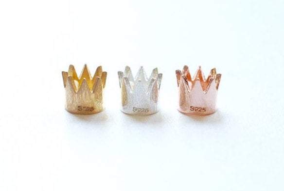 Shiny Vermeil Gold Crown Charm- 18k gold plated over sterling silver crown charm, Gold Crown Pendant Charm, Princess Crown Necklace - HarperCrown