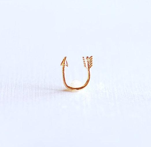 Shiny Vermeil Gold Curved Arrow Connector Charm- 18k gold over Sterling Silver Arrow Connector Charm Link, Thin Bent Arrow Connector, 288 - HarperCrown
