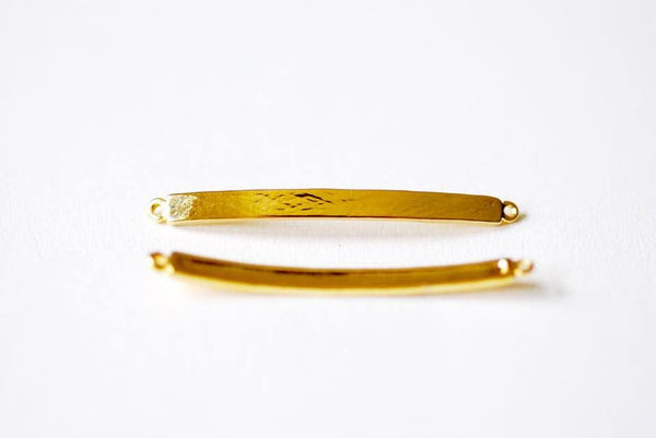Shiny Vermeil Gold Curved Bracelet Bar Connector Charm- 18k gold plated over Sterling Silver Bracelet Plate, Gold Bracelet Bar Blanks Plate - HarperCrown