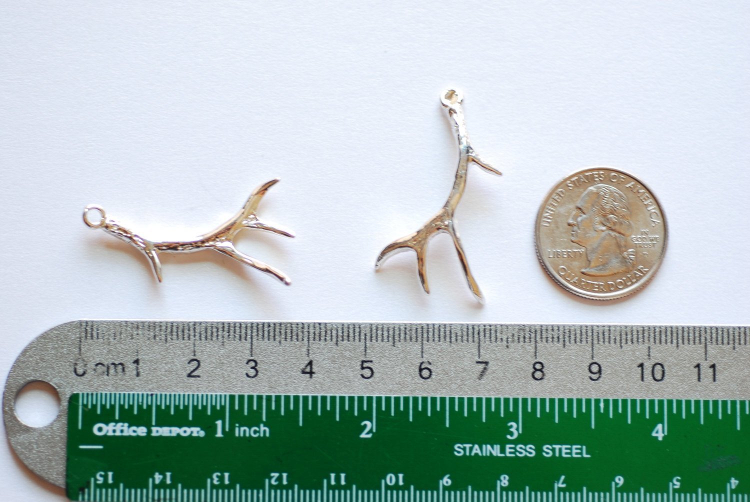 Shiny Vermeil Gold Deer Antler Charm Pendant- 18k gold plated over Sterling Silver Antler, Gold Antlers, hunting charm, Nature Charm, 248SY - HarperCrown