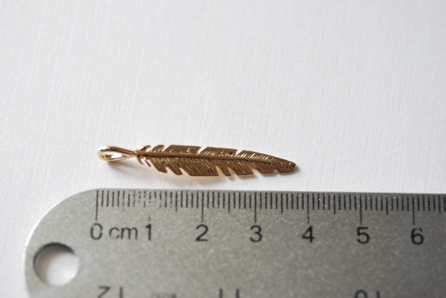 Shiny Vermeil Gold Feather Charm- 22k gold plated sterling silver feather pendant, bird feather, tribal feather charm, Gold Feather Leaf, 9 - HarperCrown