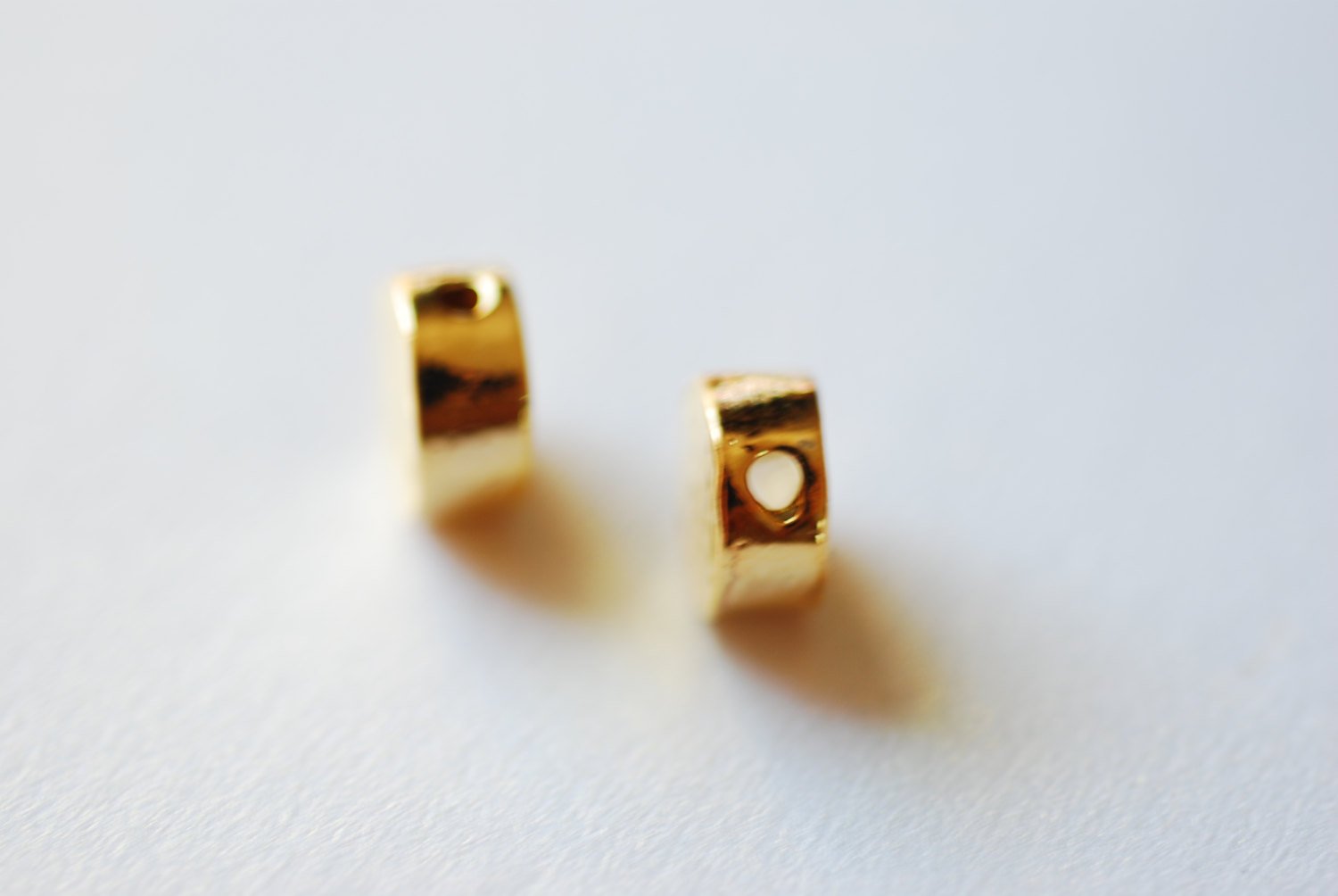 Shiny Vermeil Gold Flat Round Circle Beads- 18k gold plated over Sterling Silver Round beads, Gold Flat Round Circle Charm, 239 - HarperCrown