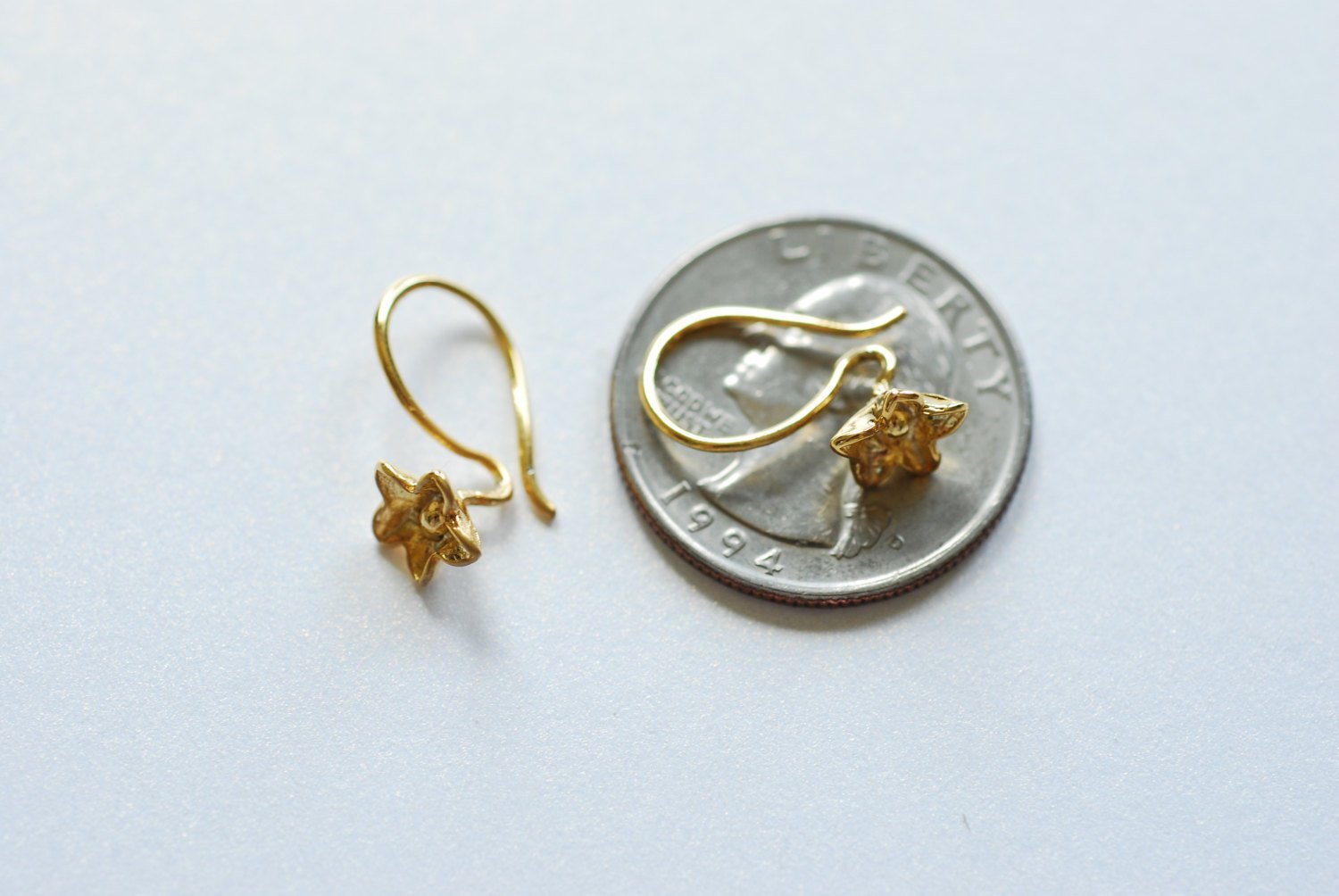 Shiny Vermeil Gold Flower Earring finding - 18k gold plated Sterling Silver, Gold flower earrings, Gold earring finding, Gold Earrings, 193 - HarperCrown