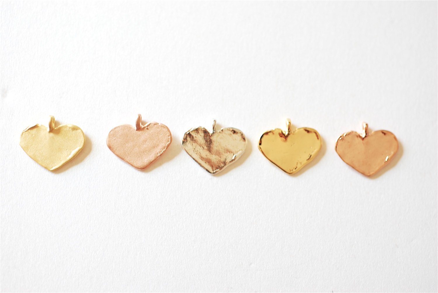 Shiny Vermeil Gold Heart Charm - 18k gold plated over sterling silver flat gold heart pendant, Gold Heart Charm, Gold Heart Stamping, 87 - HarperCrown