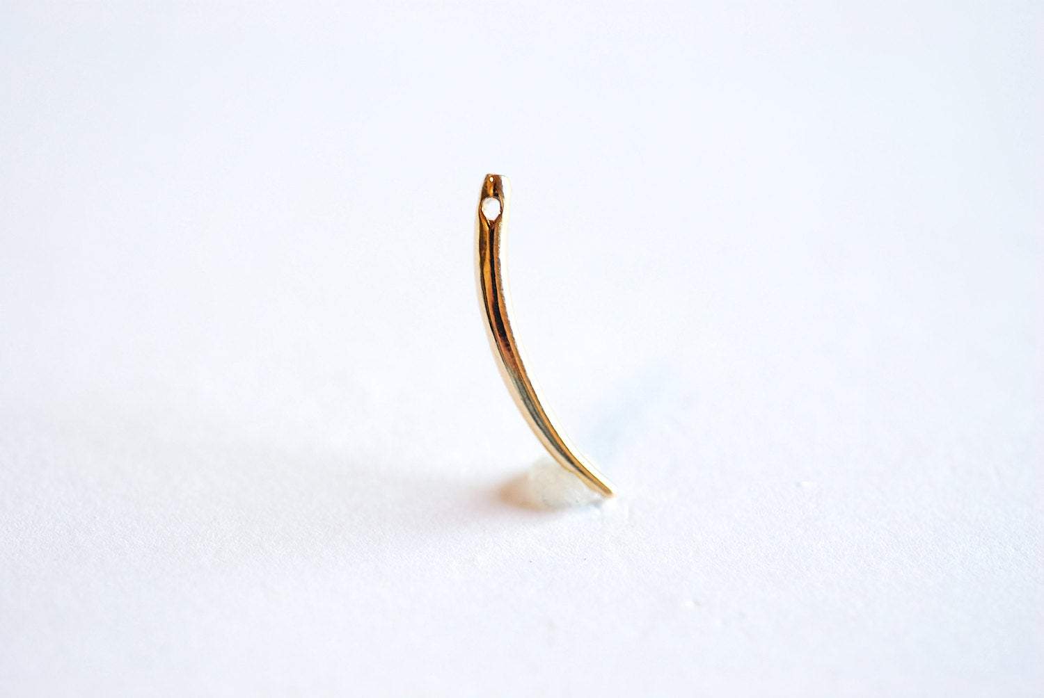 Shiny Vermeil Gold Horn Charm- 22k gold over plated Sterling Silver Tusk Charm, Italian Horn Charm, Tusk Pendant Charm, Cornicello Horn, 20 - HarperCrown