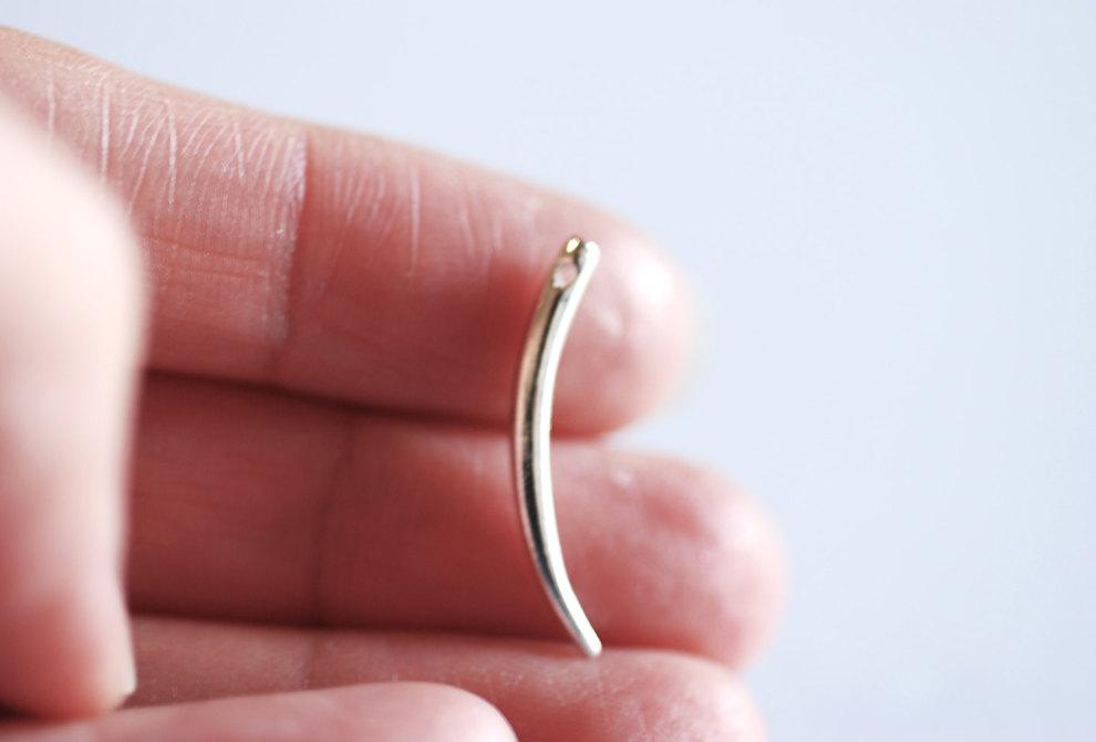 Shiny Vermeil Gold Horn Charm- 22k gold over plated Sterling Silver Tusk Charm, Italian Horn Charm, Tusk Pendant Charm, Cornicello Horn, 20 - HarperCrown