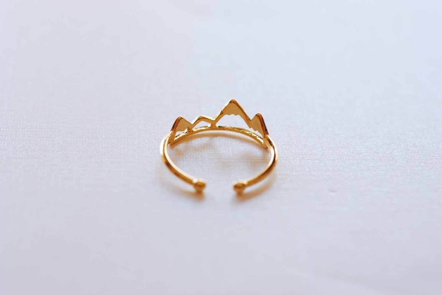 Shiny Vermeil Gold Mountain Adjustable Ring- 18k gold plated over Sterling Silver Adjustable Ring, Mountain Peak Range Ring, Hiking Ring,262 - HarperCrown