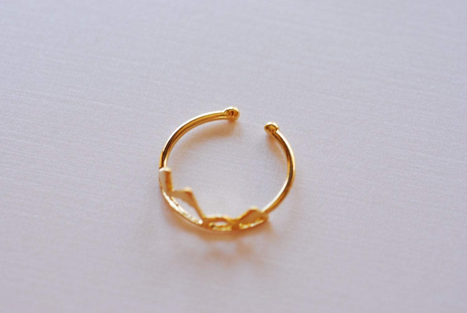 Shiny Vermeil Gold Mountain Adjustable Ring- 18k gold plated over Sterling Silver Adjustable Ring, Mountain Peak Range Ring, Hiking Ring,262 - HarperCrown