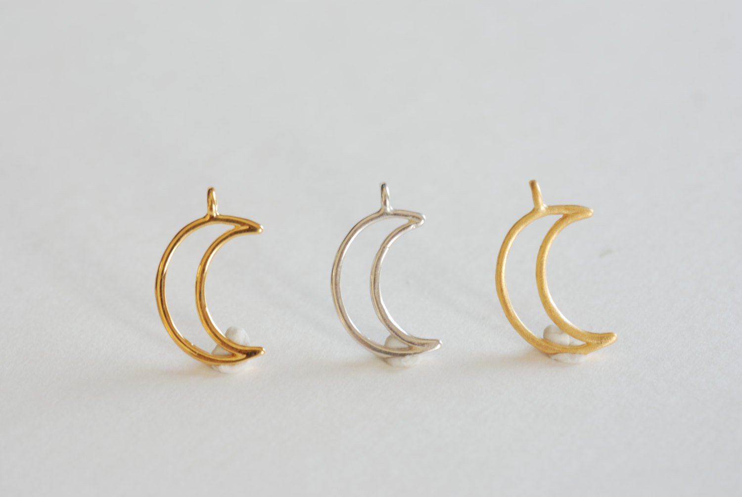 Shiny Vermeil Gold Open Crescent Moon Charm- 18k gold plated over Sterling Silver Moon Charm,Gold Half Moon Charm,Gold Moon Charm, 52 - HarperCrown