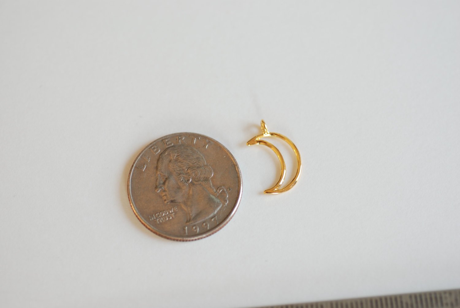 Shiny Vermeil Gold Open Crescent Moon Charm- 18k gold plated over Sterling Silver Moon Charm,Gold Half Moon Charm,Gold Moon Charm, 52 - HarperCrown