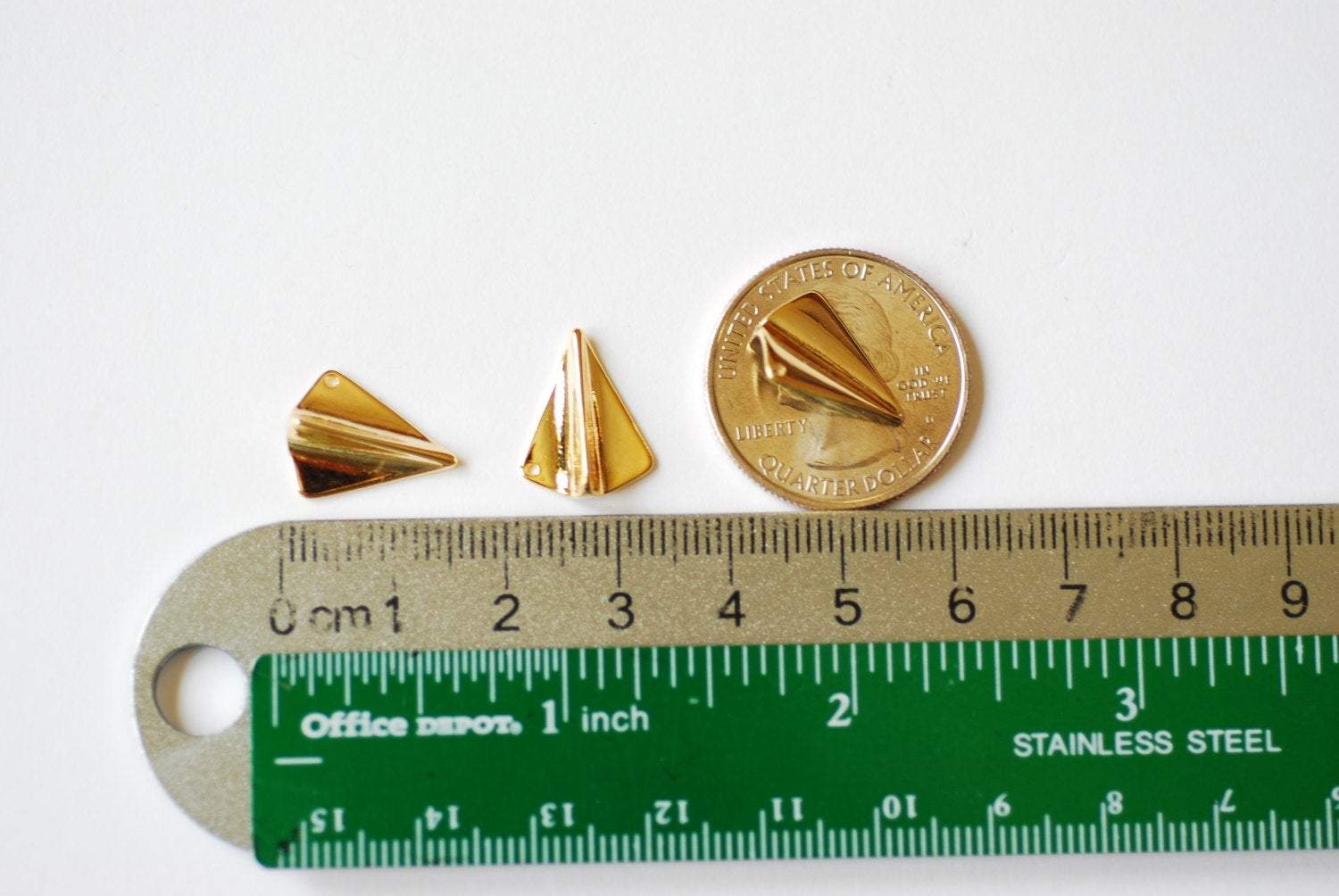 Shiny Vermeil Gold Paper Airplane Charm- 18k gold plated over Sterling Silver Airplane Pendant, Airplane Charm, Airplane Pendant, Aviation - HarperCrown