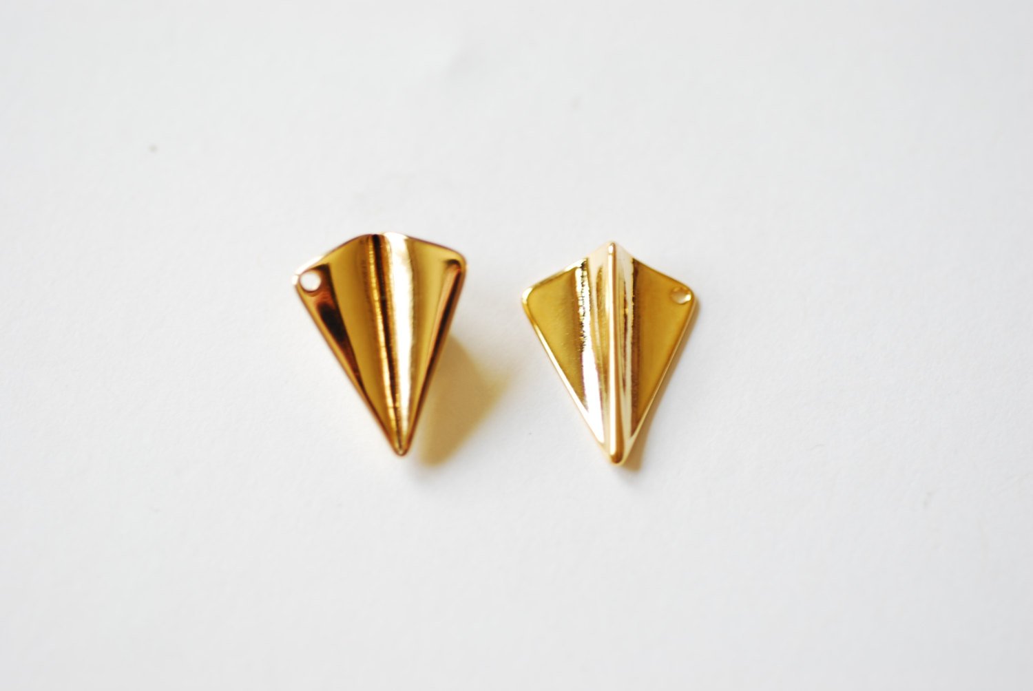 Shiny Vermeil Gold Paper Airplane Charm- 18k gold plated over Sterling Silver Airplane Pendant, Airplane Charm, Airplane Pendant, Aviation - HarperCrown