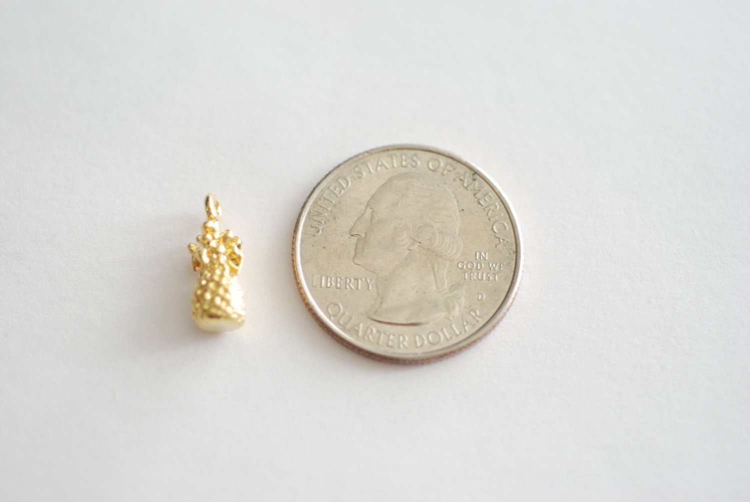 Shiny Vermeil Gold Pineapple Charm- 18k gold plated over Sterling Silver, Hawaiian Pineapple Charm Pendant, Pineapple Charm, Fruit Charm - HarperCrown