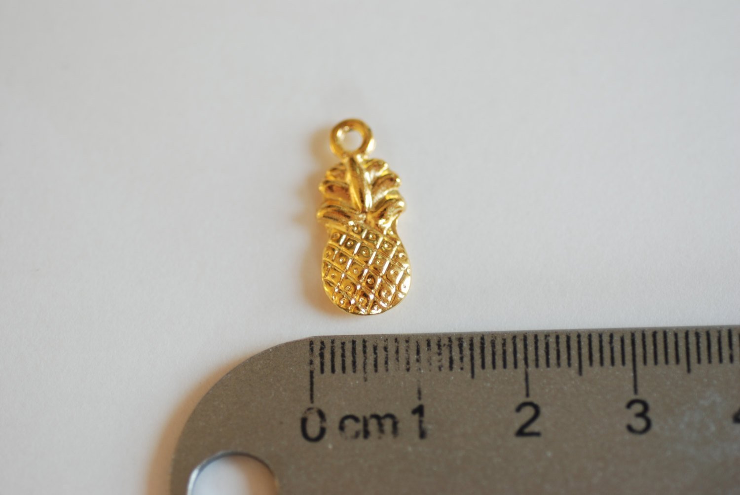 Shiny Vermeil Gold Pineapple Charm- 18k gold plated over Sterling Silver, Hawaiian Pineapple Dole Charm Pendant, Pineapple Charm, Fruit - HarperCrown