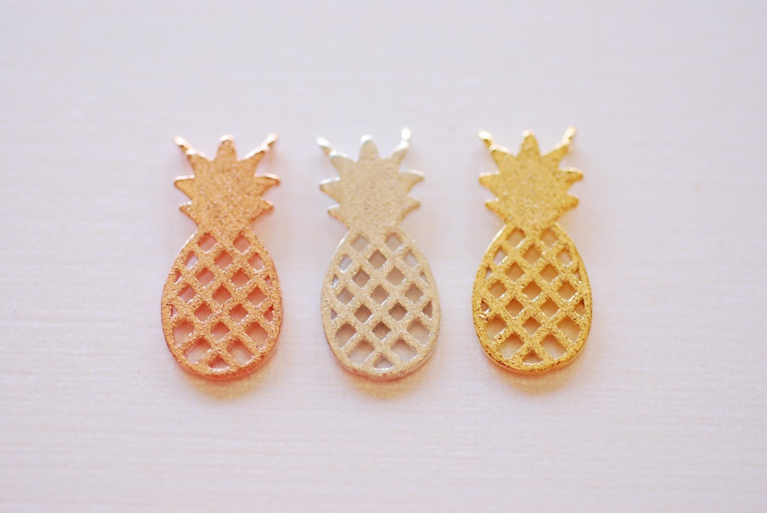 Shiny Vermeil Gold Pineapple Connector Charm- 18k gold plated 925 Sterling Silver, Hawaiian Gold Pineapple Charm, Pineapple Fruit Charm, 260 - HarperCrown