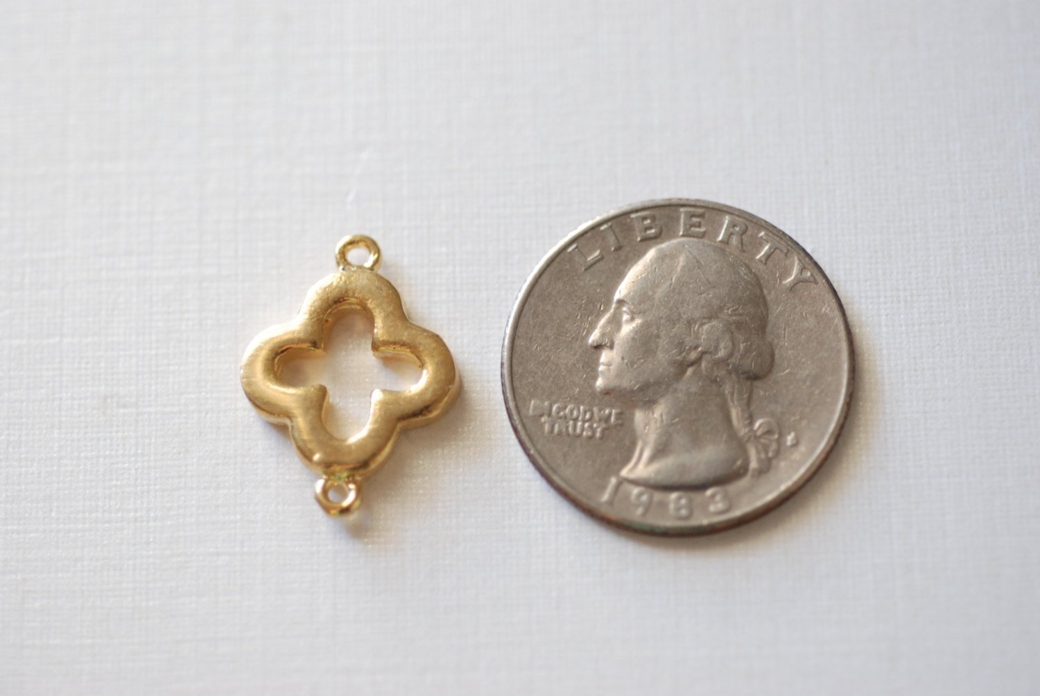 Shiny Vermeil Gold Quatrefoil Connector Charm- Gold Clover Connector, gold four leaf quatrefoil clover connector link, Gold Flower Charm, 75 - HarperCrown
