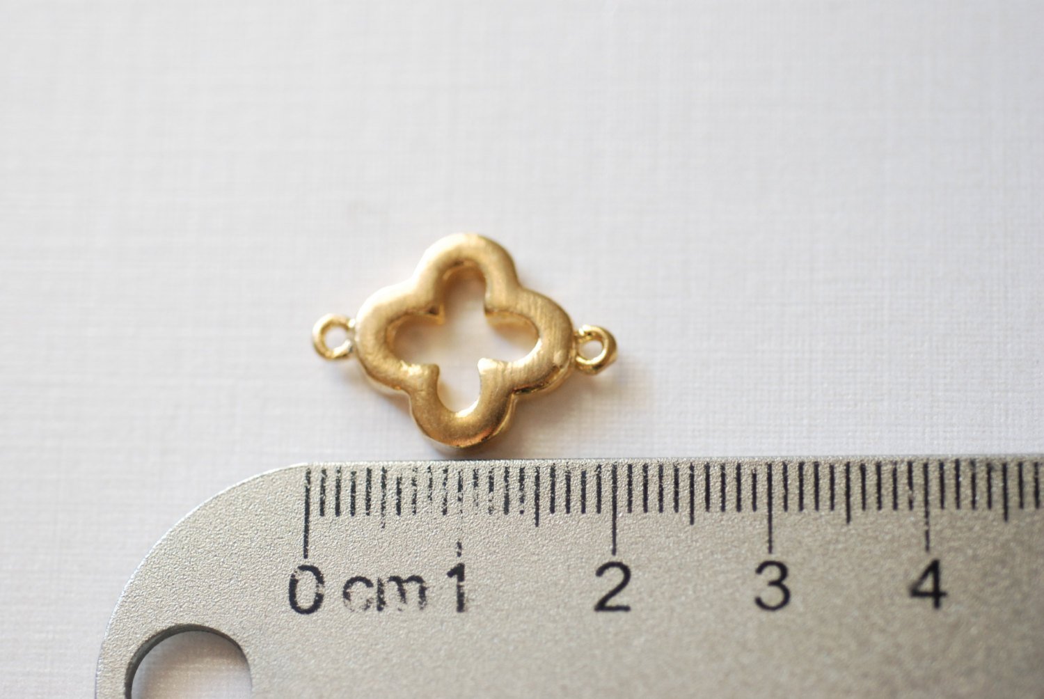 Shiny Vermeil Gold Quatrefoil Connector Charm- Gold Clover Connector, gold four leaf quatrefoil clover connector link, Gold Flower Charm, 75 - HarperCrown