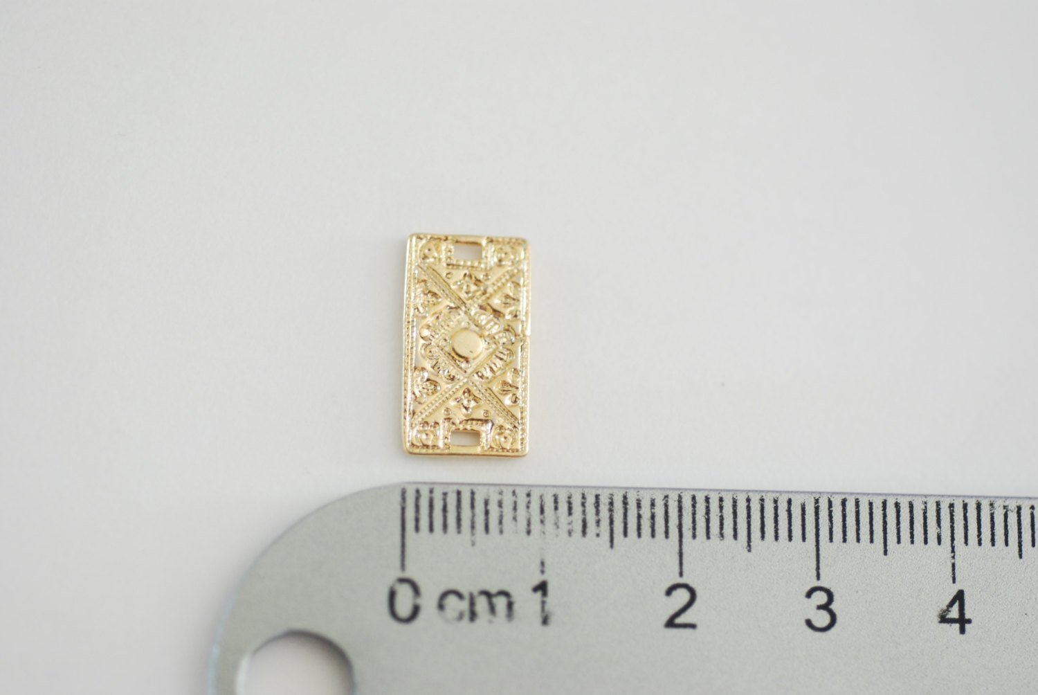 Shiny Vermeil Gold Rectangle Bar Connector- 18k gold plated over sterling silver, gold bar connector, filigree bar connector, spacer, 81 - HarperCrown