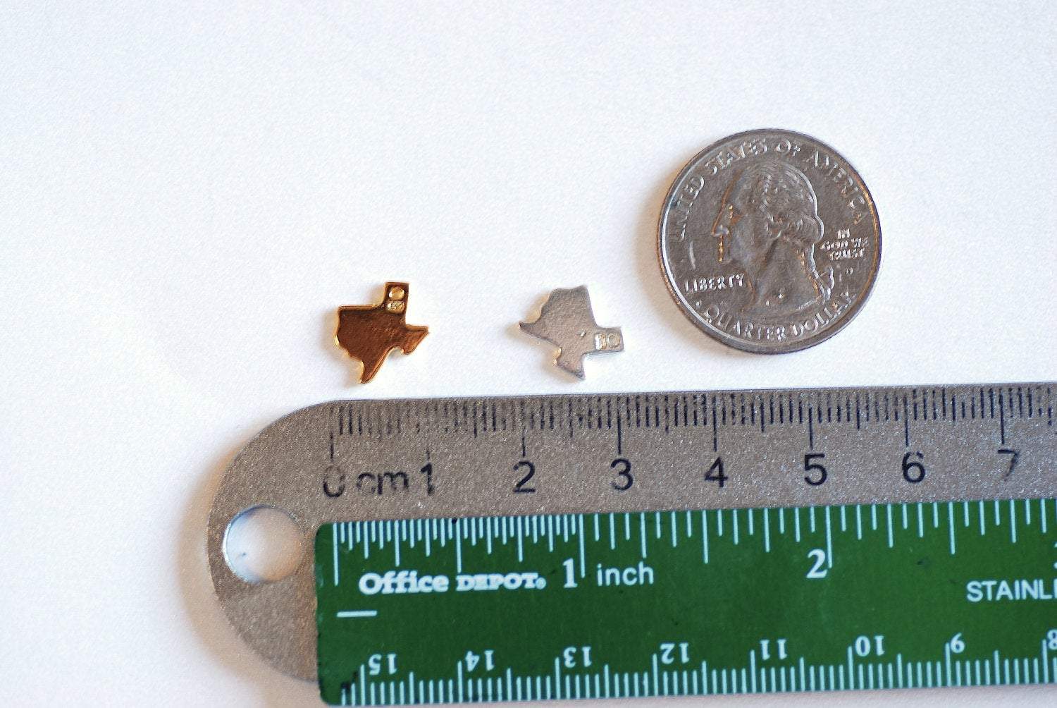 Shiny Vermeil Gold Small Texas State Blank Charm- 22k gold plated Sterling Silver Texas Charm Pendant, Lone star Charm, Texas Heart, 310 - HarperCrown