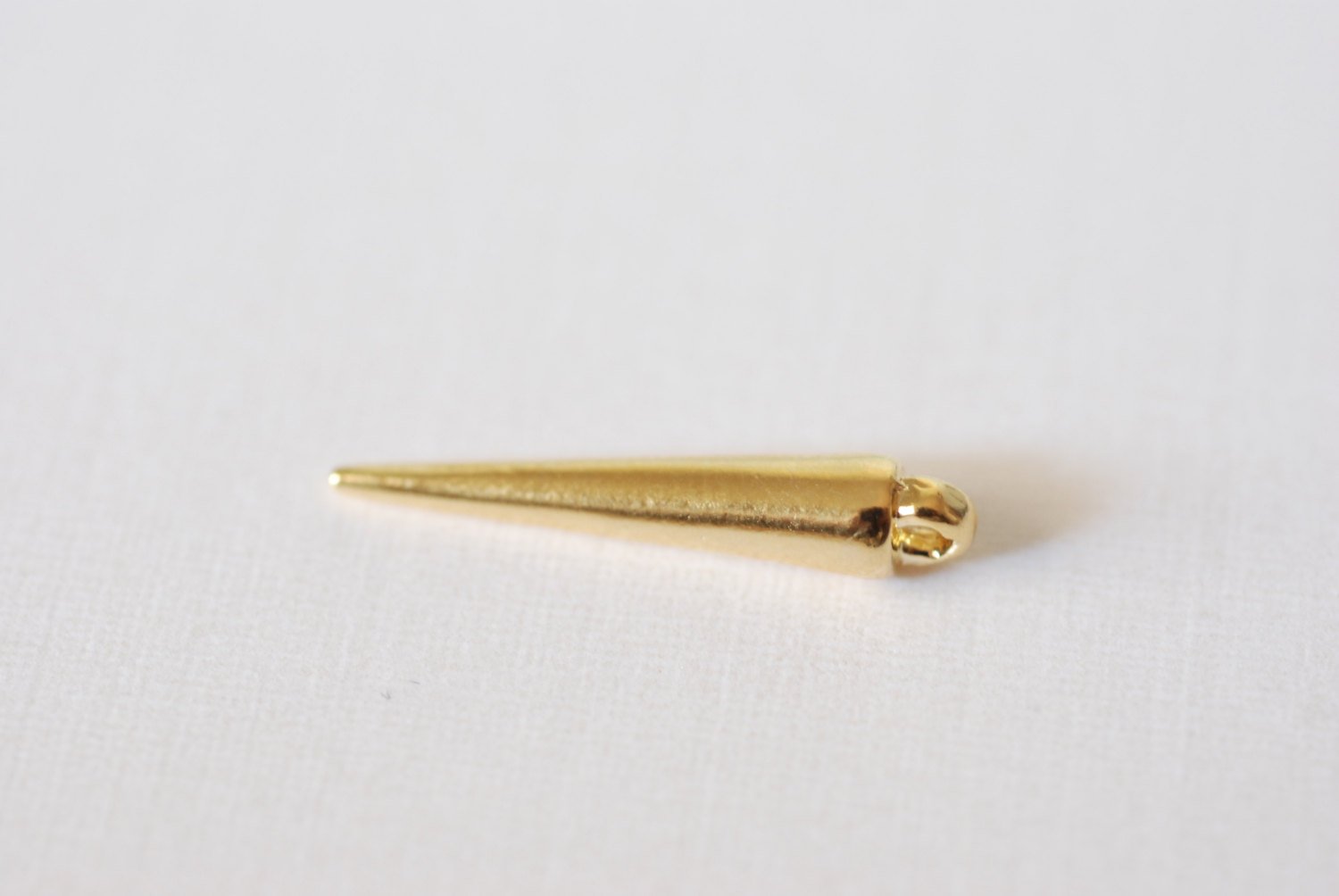 Shiny Vermeil Gold Spike Charm - 18k gold plated over sterling silver spear, vermeil dagger, needle, gold needle, drop needle charm, 29 - HarperCrown