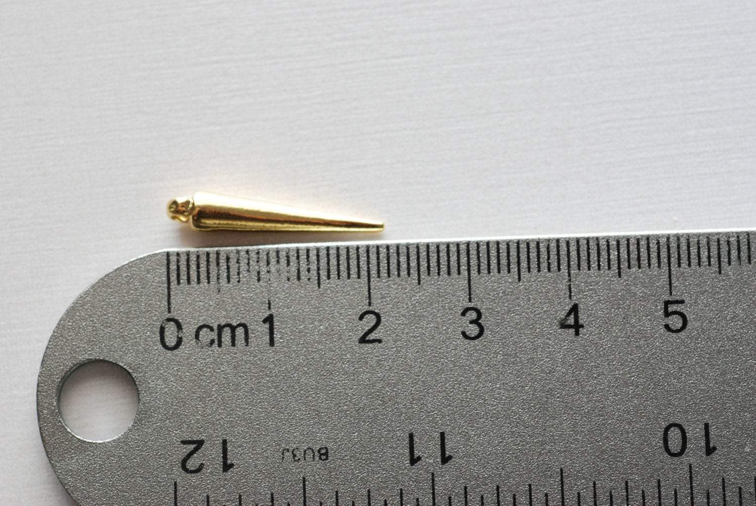 Shiny Vermeil Gold Spike Charm - 18k gold plated over sterling silver spear, vermeil dagger, needle, gold needle, drop needle charm, 29 - HarperCrown