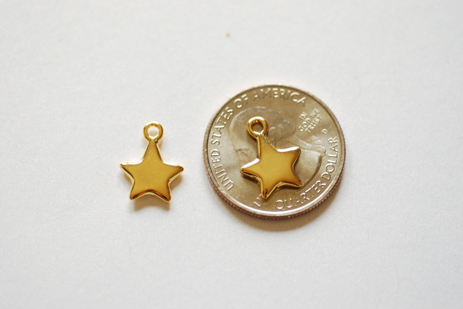 Shiny Vermeil Gold Star- 18k gold plated over Sterling Silver Star Charm, Gold Star Stamping Blanks, Reversible Star, Gold Star beads - HarperCrown