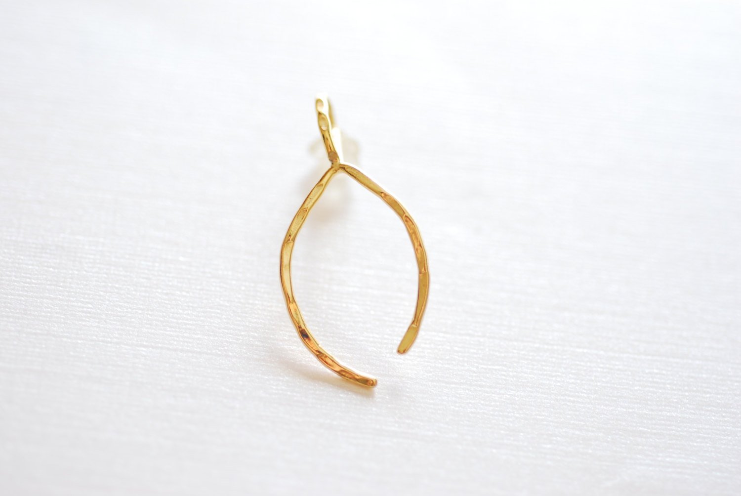 Shiny Vermeil Gold Thin Hammered Wishbone Charm- 18k gold plated over Sterling Silver Wishbone, Vermeil Gold Wishbone Pendant Charm, 217 - HarperCrown