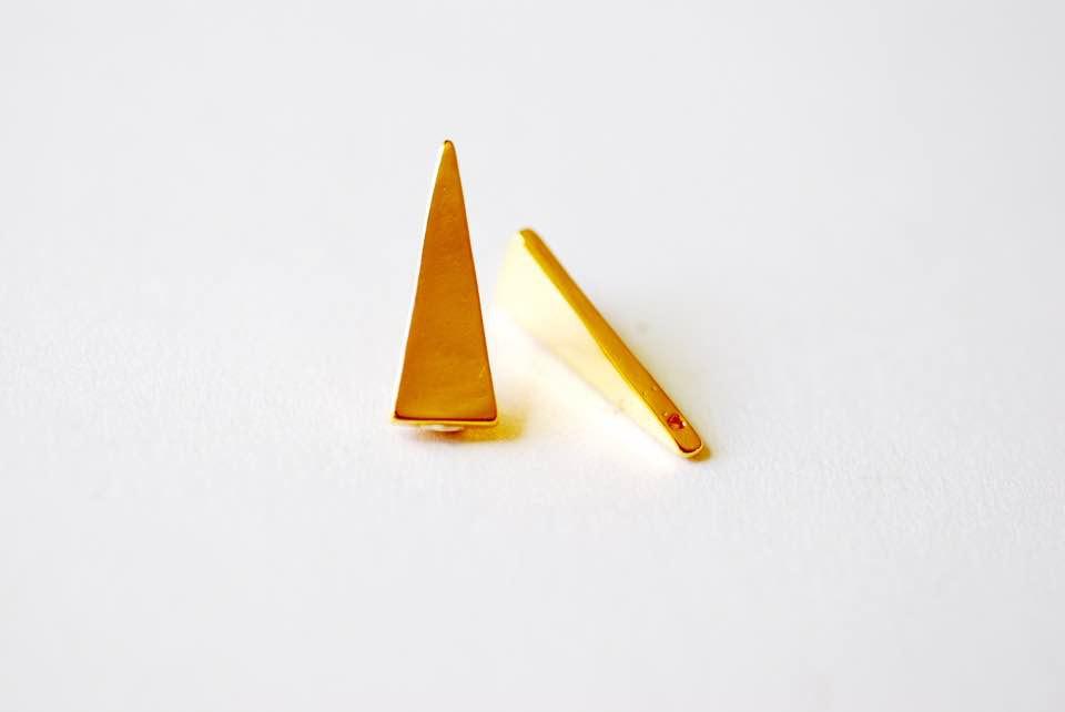 Shiny Vermeil Gold Triangle Beads- 18k gold plated over Sterling Silver Triangle, Vermeil Gold Triangle Charm, Gold Geometric Shape beads - HarperCrown