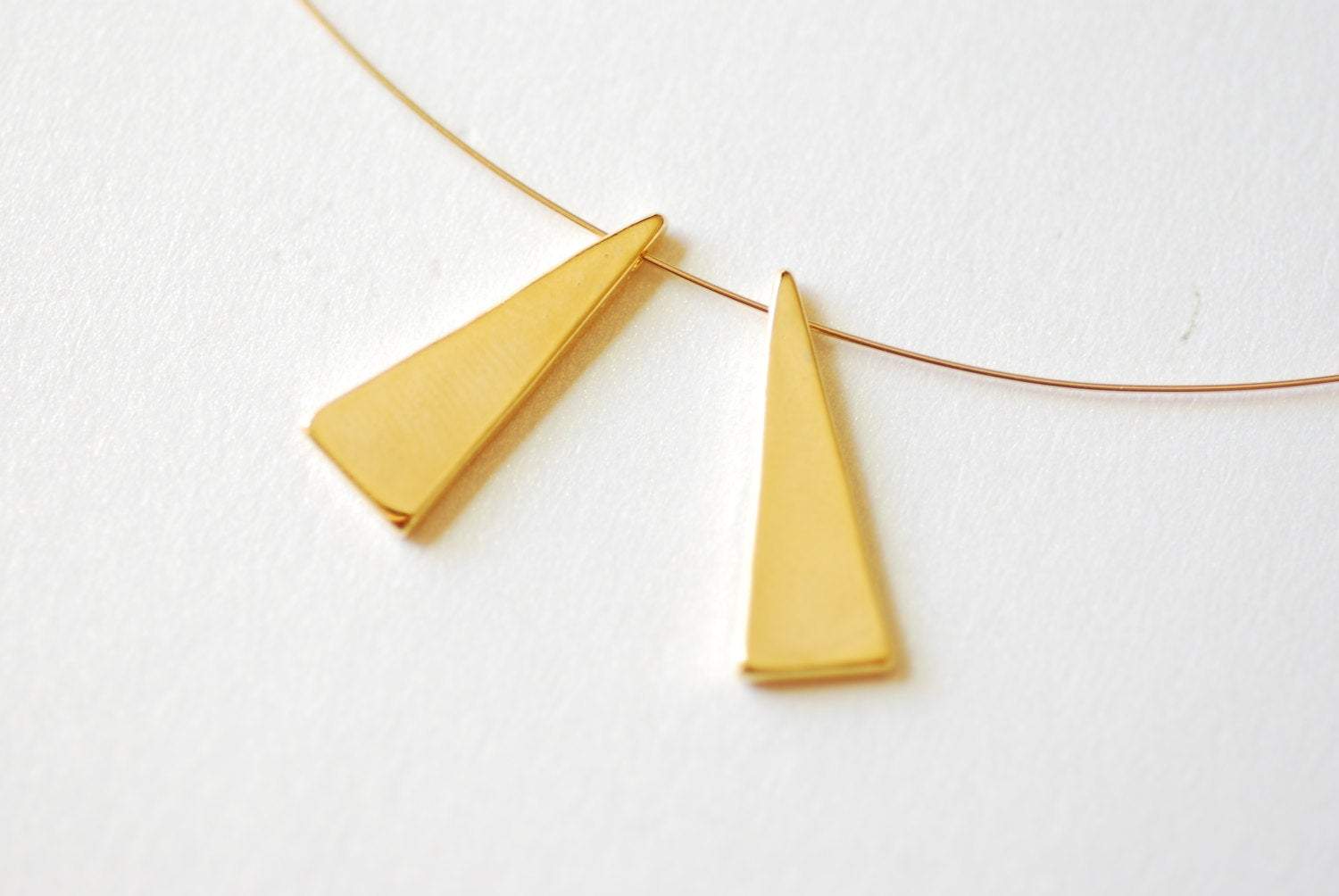 Shiny Vermeil Gold Triangle Beads- 18k gold plated over Sterling Silver Triangle, Vermeil Gold Triangle Charm, Gold Geometric Shape beads - HarperCrown