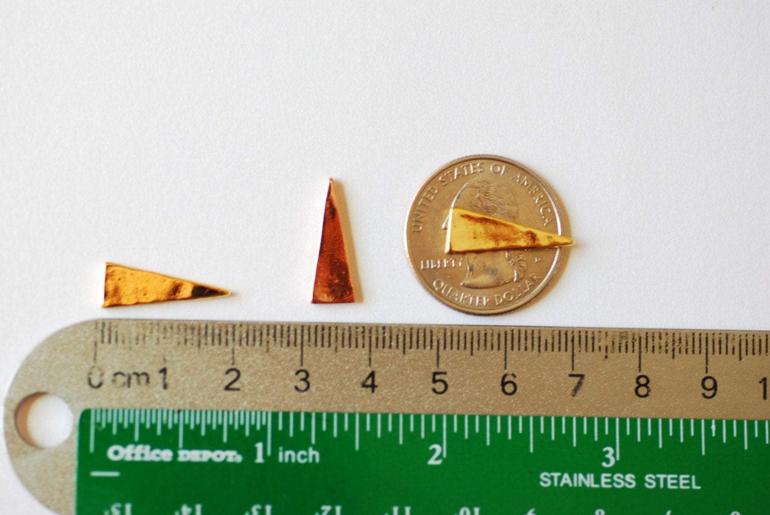 Shiny Vermeil Gold Triangle Beads- 18k gold plated over Sterling Silver Triangle, Vermeil Gold Triangle Charm, Gold Geometric Shape beads - HarperCrown