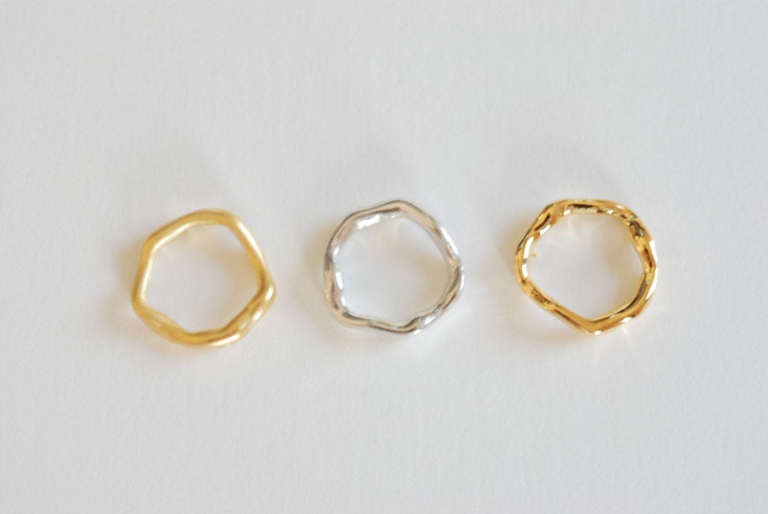 Shiny Vermeil Gold Wavy Open Circle Charm- 18k gold plated over Sterling Silver, 15mm twist round link ring, spacer, connector, link - HarperCrown