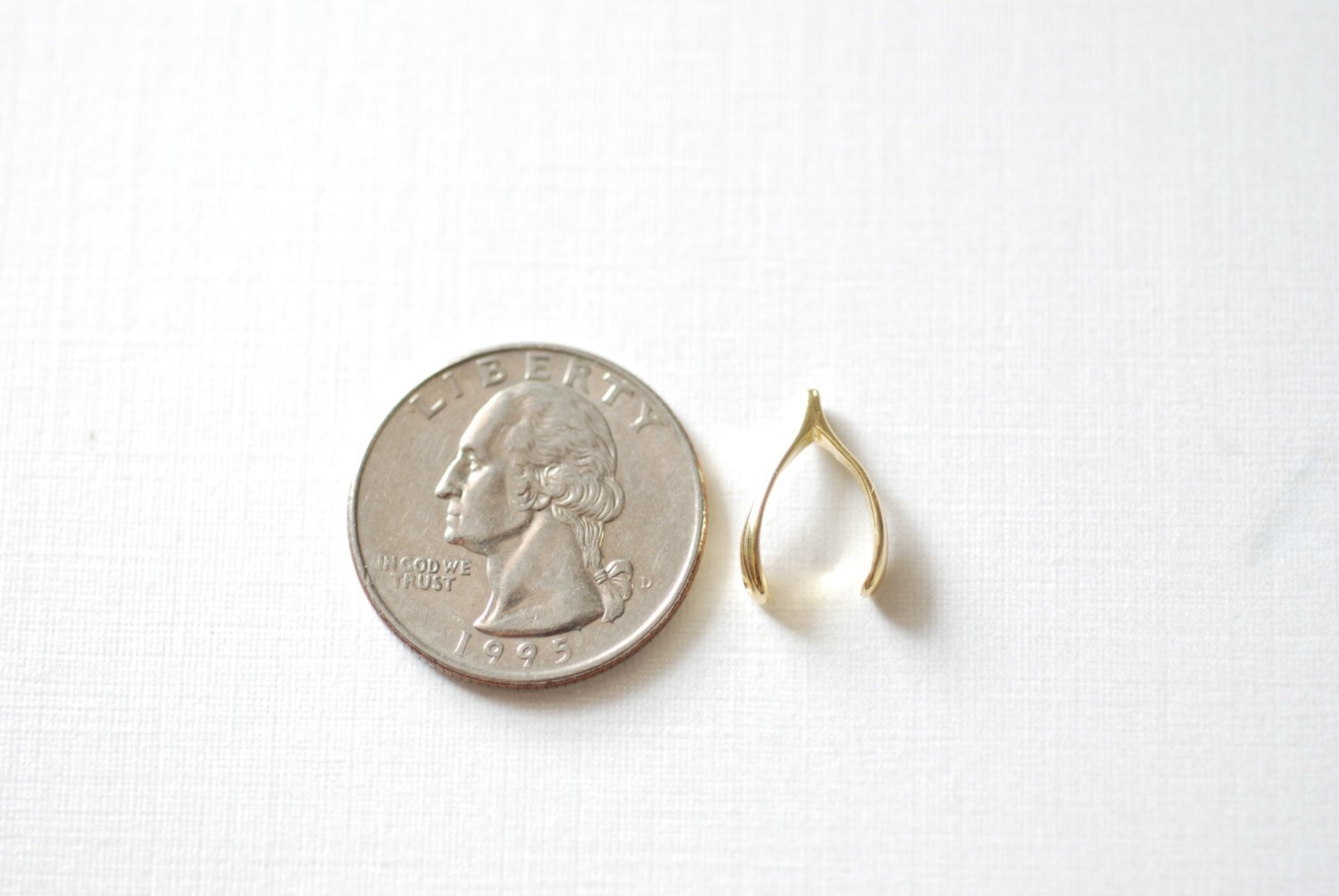Shiny Vermeil Gold Wishbone Connector Charm Pendant- 18k gold over Sterling Silver Wishbone Connector Link Spacer, 2 holes wishbone, 13 - HarperCrown