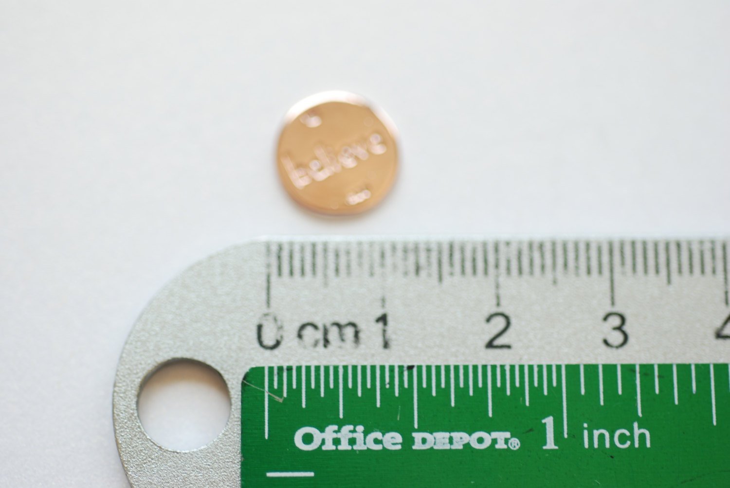 Shiny Vermeil Pink Rose Gold Round BELIEVE Disc- 18k gold plated Sterling Silver, 12mm Round Silver Disc, Vermeil Gold Round Blank, 185 Disc - HarperCrown