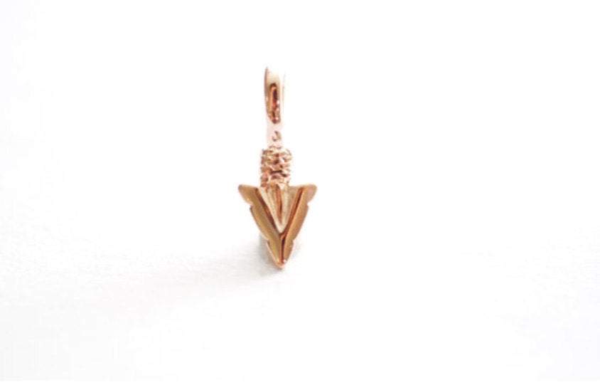 Shiny Vermeil Rose Gold Arrow charm, 18k gold over 925 sterling silver Arrow charm, Gold arrow, arrow, arrowhead, arrow charm, vermeil arrow - HarperCrown