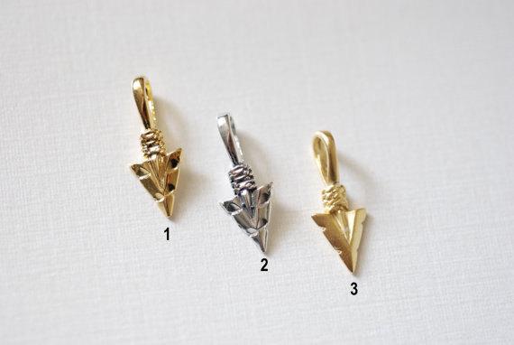 Shiny Vermeil Rose Gold Arrow charm, 18k gold over 925 sterling silver Arrow charm, Gold arrow, arrow, arrowhead, arrow charm, vermeil arrow - HarperCrown