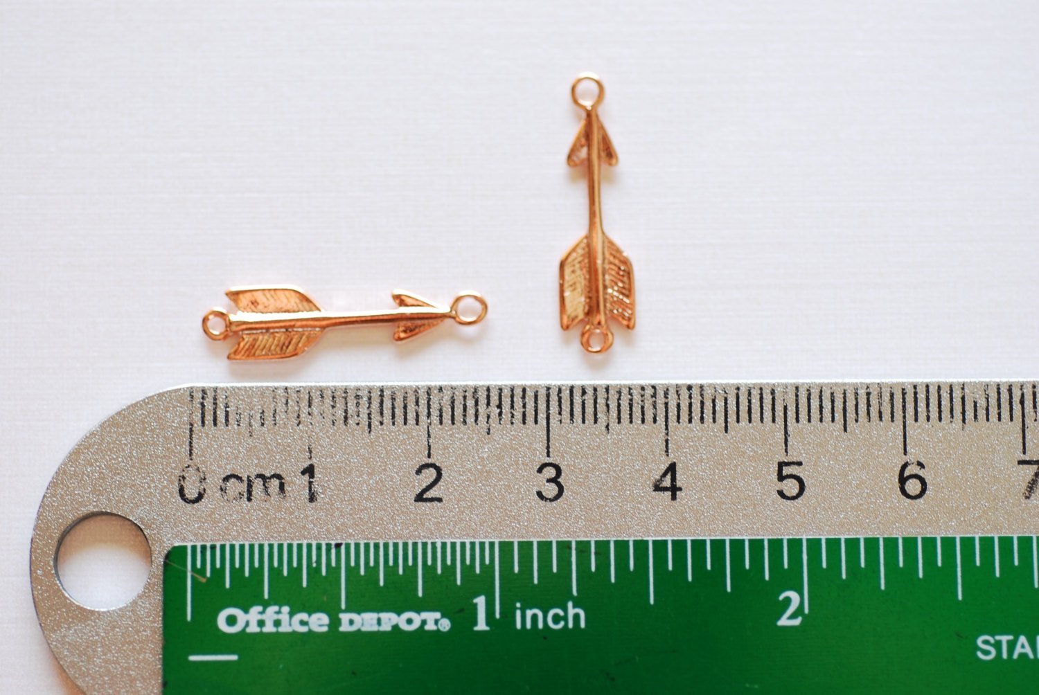 Shiny Vermeil Rose Gold Arrow Connector Charm- 18k gold plated over Sterling Silver Arrow Charm, Gold Arrow Connector Link Spacer, Arrowhead - HarperCrown