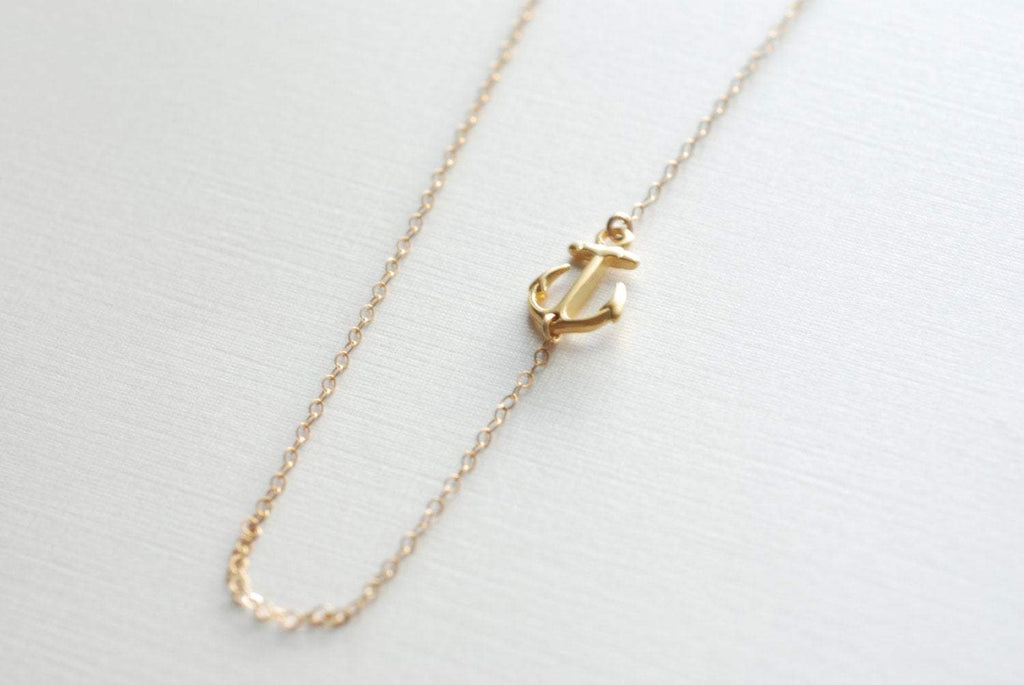 Sideways anchor necklace gold shop