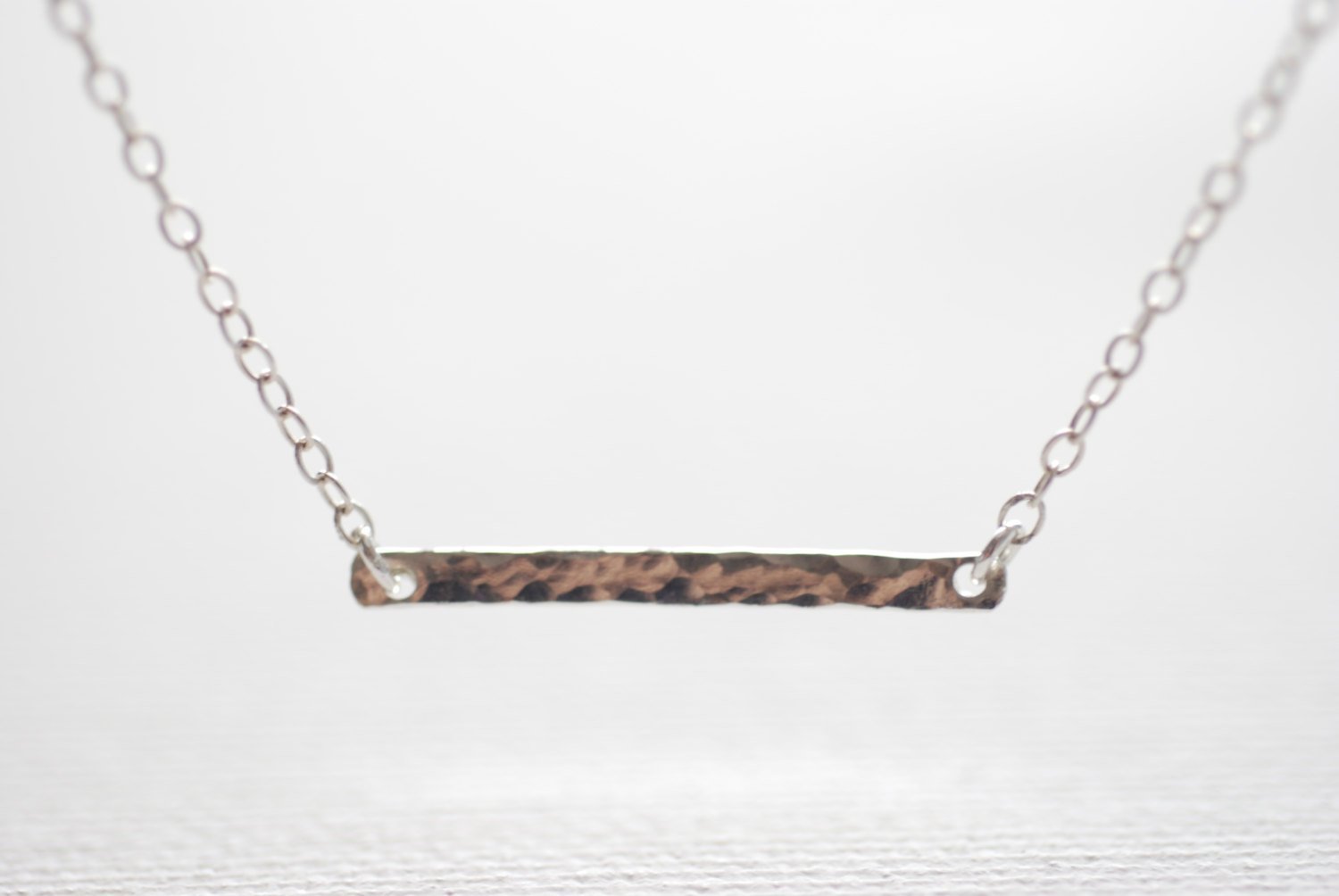 Sideways Silver Bar Necklace - Sterling Silver Hammered Bar Necklace, Minimalist Hammered Bar,Sideways Bar Necklace,Bar Necklace,Dainty Bar - HarperCrown
