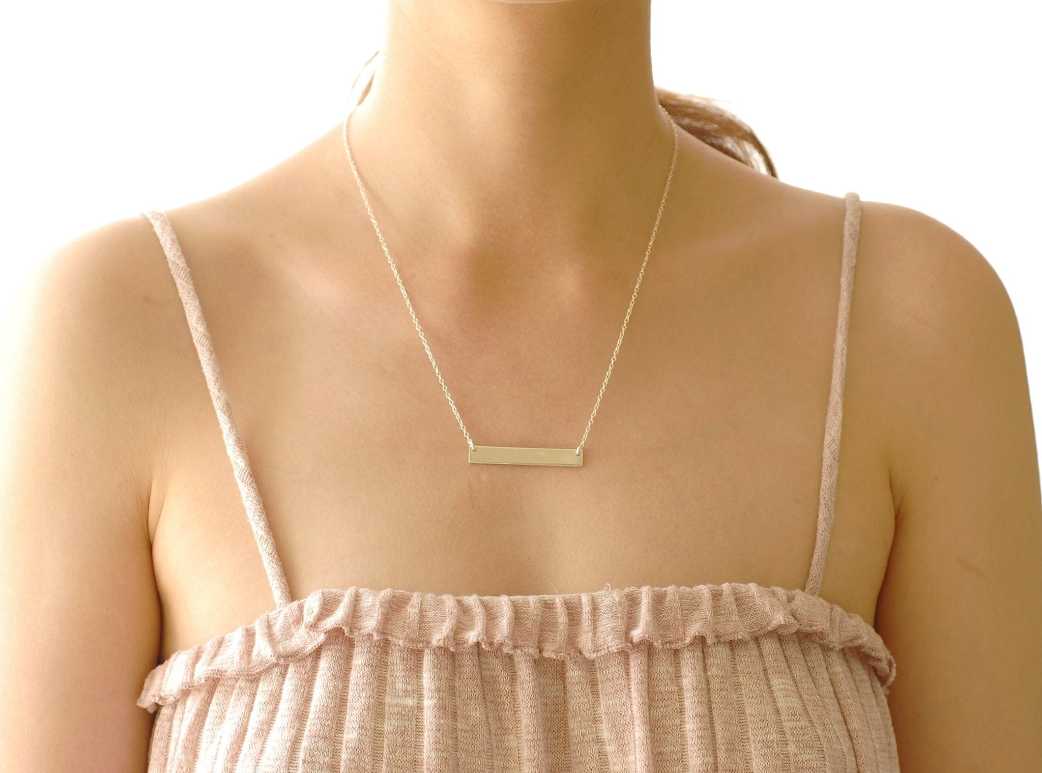 Sisuno Listing for 925 Sterling Silver Personalized Horizontal Bar Necklace ~ Custom Engraving Service ~ Names, Date, Initials, Locations, Birthday - HarperCrown