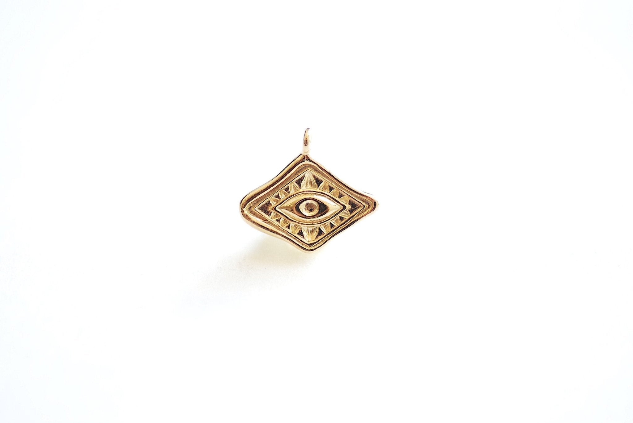 Small Evil Eye Charm - 18k vermeil gold plated 925 Sterling Silver, Diamond Shaped Evil Eye, Eye of Ra Good luck Protection, DIY Jewelry,495 - HarperCrown